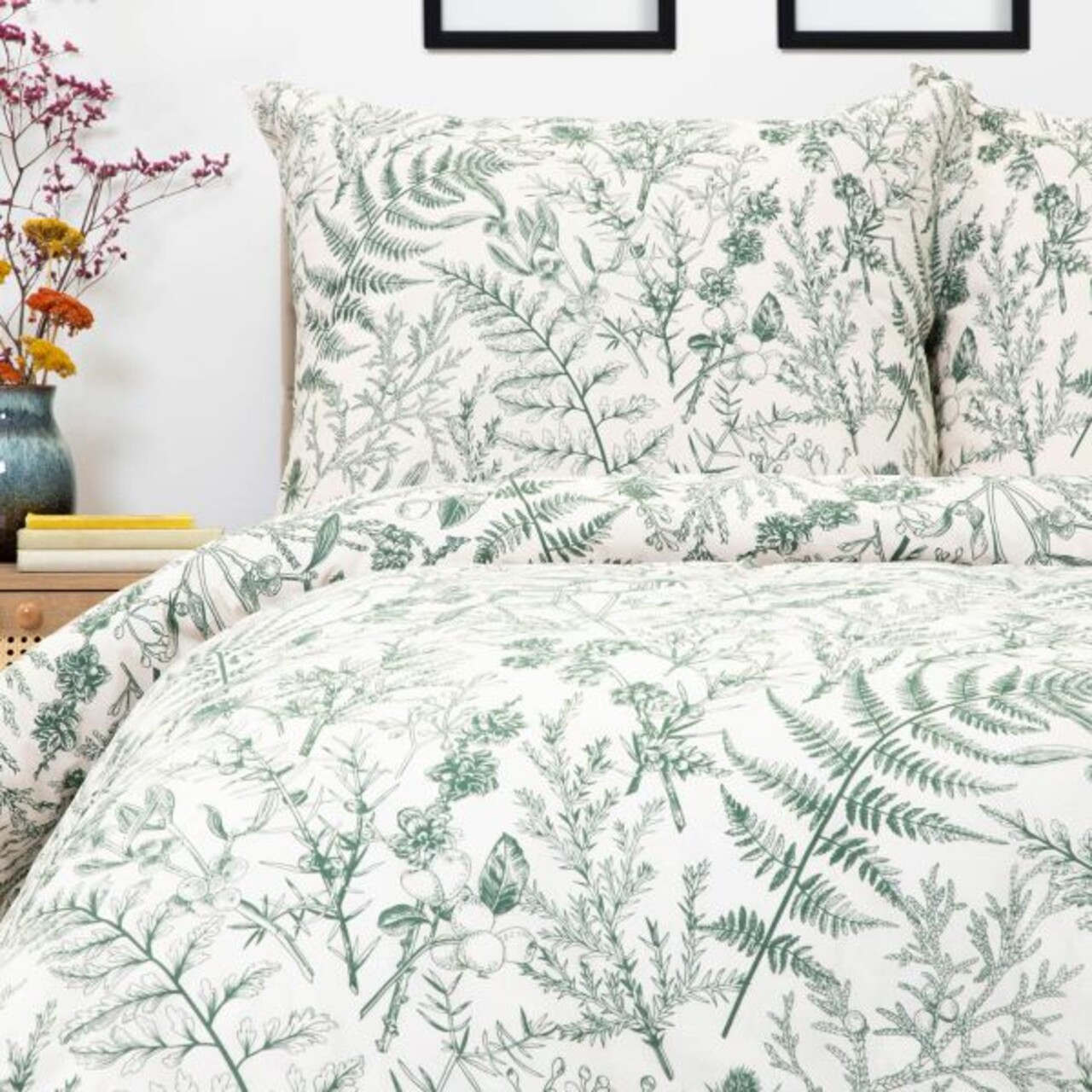Lenjerie de pat King Size, Liliane Essentials, Homla, 3 piese, 200x220 cm, microfibra din poliester, bej/verde - imagine 6